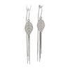 Women's 925 Sterling Silver Leaf Long Tassel Earrings Elegant Polished Dangle Earrings With Trendy Floral Inspired Design