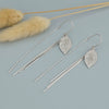 Women's 925 Sterling Silver Leaf Long Tassel Earrings Elegant Polished Dangle Earrings With Trendy Floral Inspired Design