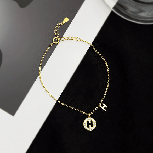 Women's Sterling Silver Letter H Bracelet Light Luxury Minimalist Electroplated Jewelry With Elegant Text Design