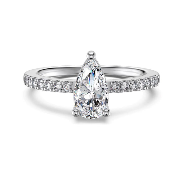 Women's 925 Sterling Silver Light Luxury Drop Shape Electroplated Ring