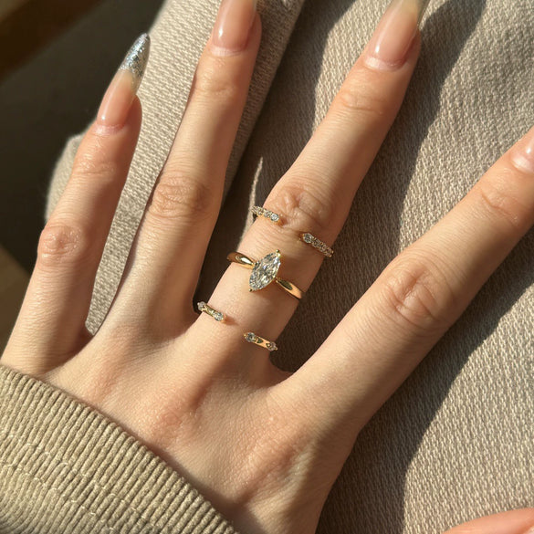 Women's 925 Sterling Silver Light Luxury Geometric Overlapping Ring With Horse Eye Stone Diamond Zircon Electroplating