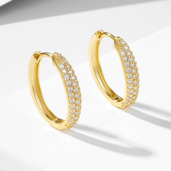 Women's 925 Sterling Silver Microinlaid Zircon Geometric Circle Earrings Jewelry