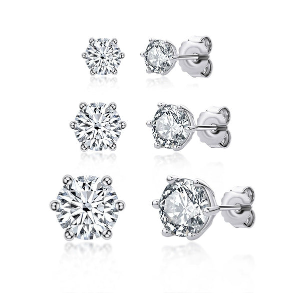 Women's 925 Sterling Silver Moissanite Earrings Simple Geometric Style Electroplating