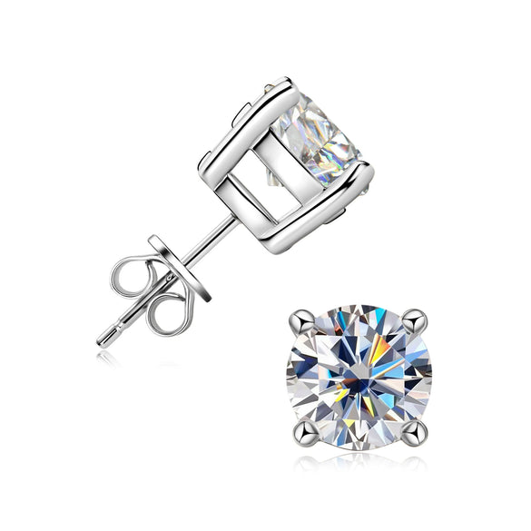 Women's 925 Sterling Silver Moissanite Earrings Simple Geometric Style Electroplating