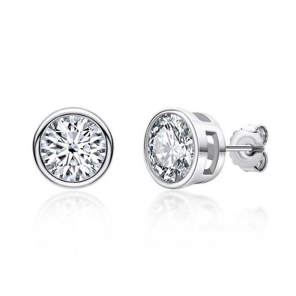 Women's 925 Sterling Silver Moissanite Earrings Simple Geometric Style Electroplating