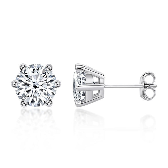 Women's 925 Sterling Silver Moissanite Earrings Simple Geometric Style Electroplating