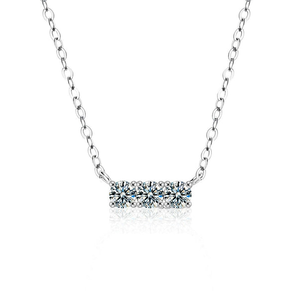 Women's 925 Sterling Silver Moissanite Geometric Pendant Necklace Set With Diamonds Cross Chain Highend Style