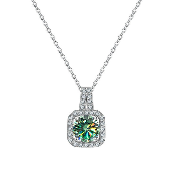 Women's Sterling Silver Moissanite Necklace Set With Precious Stones Animal Zodiac Round Design