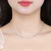 Women's Sterling Silver Moissanite Necklace With Geometric Pattern And Diamond Design