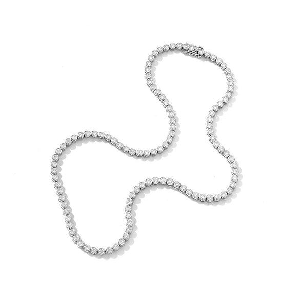 Women's Sterling Silver Moissanite Necklace With Geometric Pattern And Diamond Design