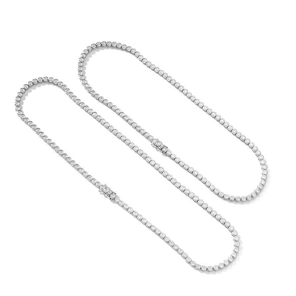 Women's Sterling Silver Moissanite Necklace With Geometric Pattern And Diamond Design