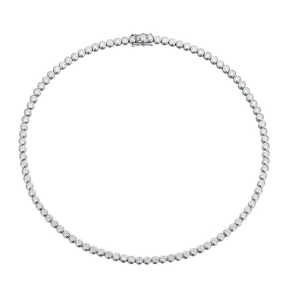 Women's Sterling Silver Moissanite Necklace With Geometric Pattern And Diamond Design