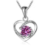 Women's 925 Sterling Silver Moissanite Necklace With Heartshaped Pink Moissanite And Snake Bone Chain Set With Animals And Zodiac Pattern