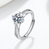 Women's Sterling Silver Moissanite Ring Four Prong Geometric Adjustable Open Band Electroplated Fine Jewelry Gift