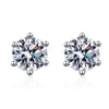Women's 925 Sterling Silver Moissanite Stud Earrings Geometric Six Claw High Carbon Stone Electroplated Fine Jewelry Gift