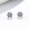 Women's 925 Sterling Silver Moissanite Stud Earrings Geometric Six Claw High Carbon Stone Electroplated Fine Jewelry Gift