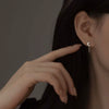 Women's Sterling Silver Moon Chain Earrings With Geometric Zircon Details And Electroplated Finish Simple Distinctive Style