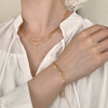 Women's 925 Sterling Silver Multilayer Geometric Style Necklace With O Word Chain And Electroplating
