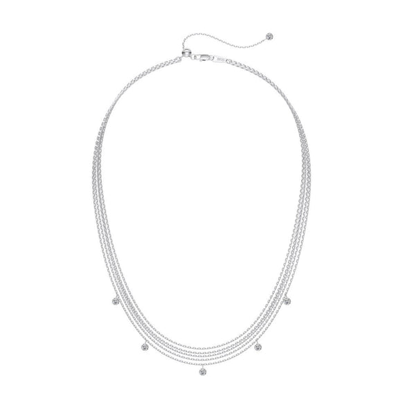 Women's 925 Sterling Silver Multilayer Geometric Style Necklace With O Word Chain And Electroplating