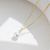 Women's Sterling Silver Natural Pearl Geometric Inlaid Clavicle Chain Pendant Necklace