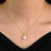 Women's Sterling Silver Natural Pearl Geometric Inlaid Clavicle Chain Pendant Necklace