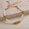 Women's 925 Sterling Silver Natural White Bead Bracelet With Geometric Original Design Pure Handmade