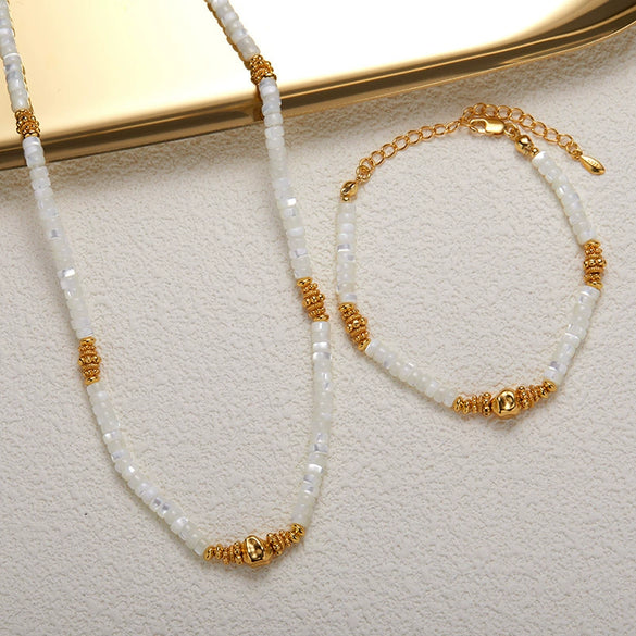 Women's 925 Sterling Silver Natural White Bead Bracelet With Geometric Original Design Pure Handmade