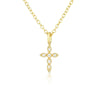 Women's 925 Sterling Silver Necklace With Green Copper Cross Pendant And Zircon Inlay Minimalist Geometric Snake Chain