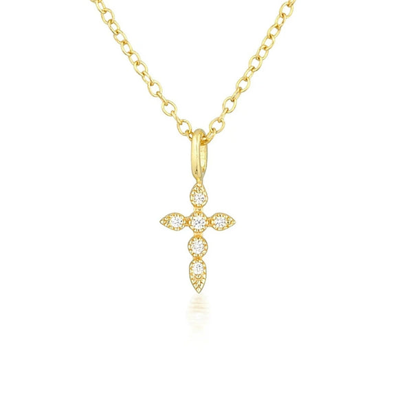 Women's 925 Sterling Silver Necklace With Green Copper Cross Pendant And Zircon Inlay Minimalist Geometric Snake Chain