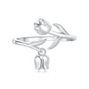 Women's 925 Sterling Silver Open Ring With Hollow Leaves And Butterfly Pattern Natural Style