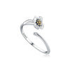 Women's 925 Sterling Silver Open Ring With Hollow Leaves And Butterfly Pattern Natural Style