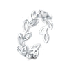 Women's 925 Sterling Silver Open Ring With Hollow Leaves And Butterfly Pattern Natural Style