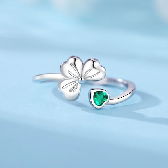 Women's 925 Sterling Silver Open Ring With Hollow Leaves And Butterfly Pattern Natural Style