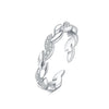 Women's 925 Sterling Silver Open Ring With Hollow Leaves And Butterfly Pattern Natural Style