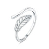 Women's 925 Sterling Silver Open Ring With Hollow Leaves And Butterfly Pattern Natural Style