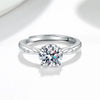Women's 925 Sterling Silver Open Ring With Moissanite Geometric Inlay Electroplated Anti Allergy Non Fading Classic Simple Style