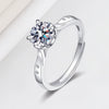 Women's 925 Sterling Silver Open Ring With Moissanite Geometric Inlay Electroplated Anti Allergy Non Fading Classic Simple Style