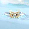 Women's 925 Sterling Silver Owl Adjustable Opening Ring Natural Style