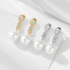 Women's Sterling Silver Pearl Inlaid Geometric Dropshaped Earrings