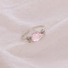 Women's Sterling Silver Pink Bow Adjustable Open Ring With Electroplated Finish Sweet Cute Jewelry