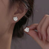 Women's Sterling Silver Plum Blossom Flower Stud Earrings Light Luxury Electroplated Floral Fashion Jewelry