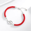 Women's Sterling Silver Red Rope Zodiac Mouse Bracelet With Electroplated Animal Charm Lucky Hand Rope Jewelry