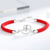 Women's Sterling Silver Red Rope Zodiac Mouse Bracelet With Electroplated Animal Charm Lucky Hand Rope Jewelry