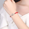 Women's Sterling Silver Red Rope Zodiac Mouse Bracelet With Electroplated Animal Charm Lucky Hand Rope Jewelry