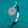 Women's 925 Sterling Silver Ring Plated With Pt950 Gold Set With Moissanite Four Claw Round Bag Design Electroplated