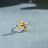 Women's Sterling Silver Rose Flower Opening Ring Geometric Electroplated