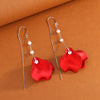 Women's 925 Sterling Silver Rose Petal Tassel Earrings With Pearl Floral Light Luxury Statement Drop Design