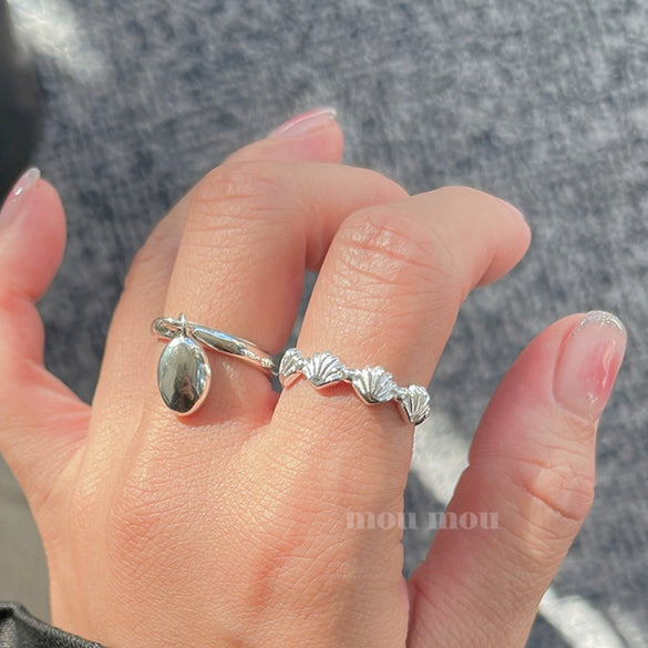 Women's 925 Sterling Silver Shell Geometric Ring