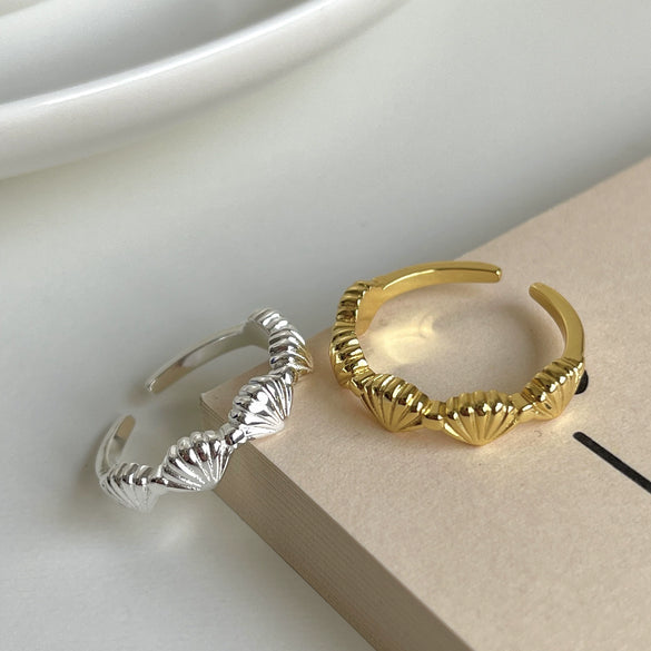 Women's 925 Sterling Silver Shell Geometric Ring
