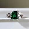 Women's Sterling Silver 925 Silver Emerald Cut Elegant Geometric Ring Electroplated